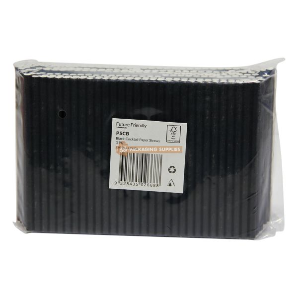 Paper Straws Cocktail Black Pack of 250