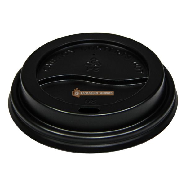 Plastic Takeaway Coffee Cup Lids Black Pack of 50