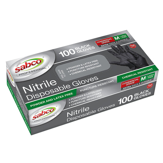 Sabco Gloves Nitrile Black - Medium - Pack of 100