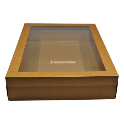 Catering Box in Brown Cardboard with Clear Lid