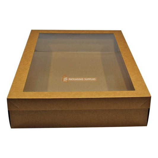 Catering Box in Brown Cardboard with Clear Lid