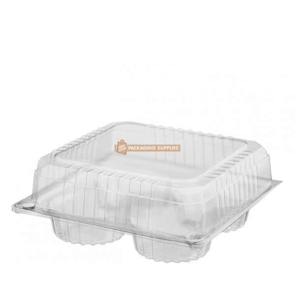 Plastic Clear Muffin Container With Hinged Lid Pack of 100