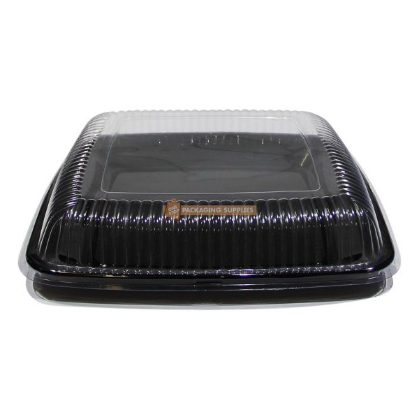 Platter Square Black With Clear Dome Lid 16 inch 1 Unit