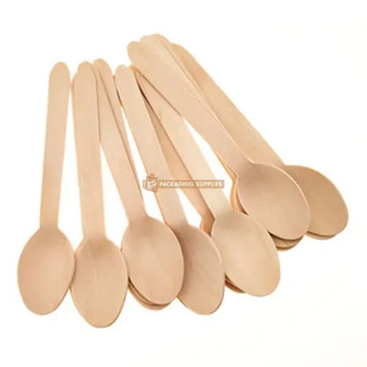 Disposable Wooden Cutlery Dessert Spoon Pack of 100