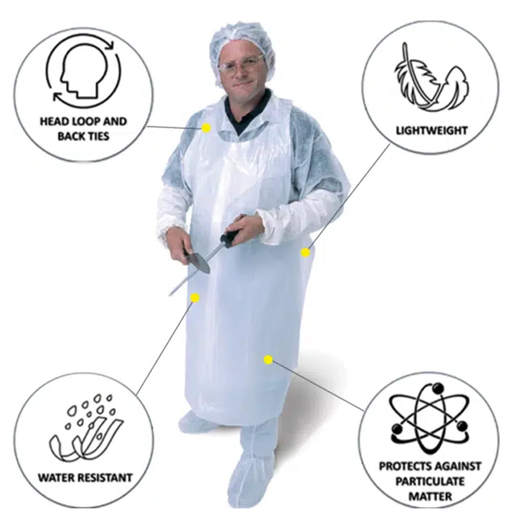 Aprons Plastic White