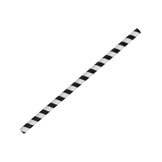 Paper Straws Jumbo Size with Black Stripe