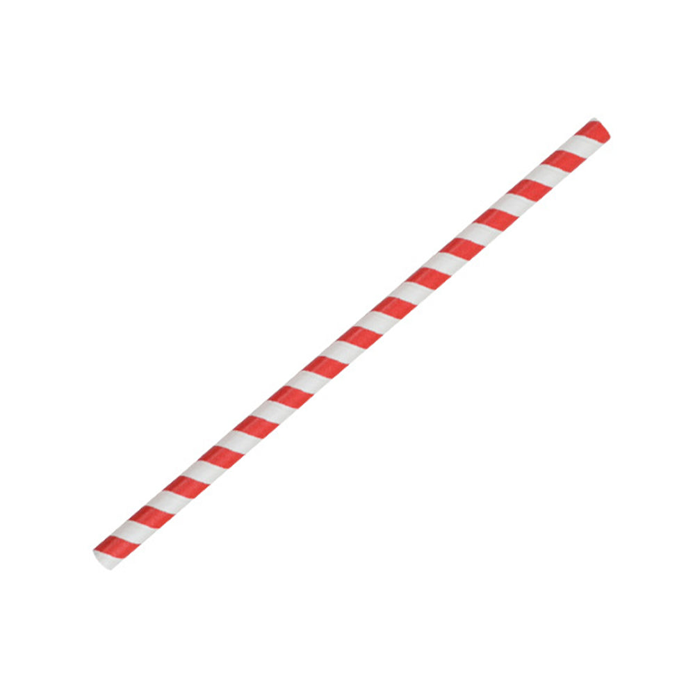 Paper Straws Jumbo Size with Red Stripe