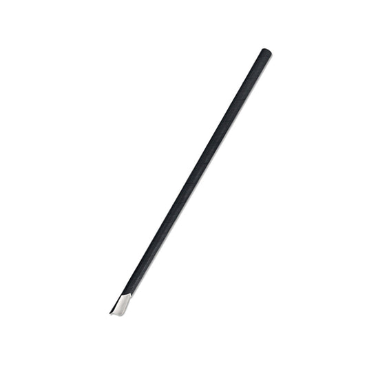 Paper Straws with Spoon End in Black