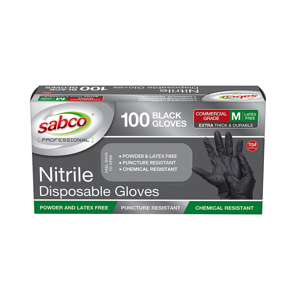 Sabco Gloves Nitrile Black - Medium - Pack of 100