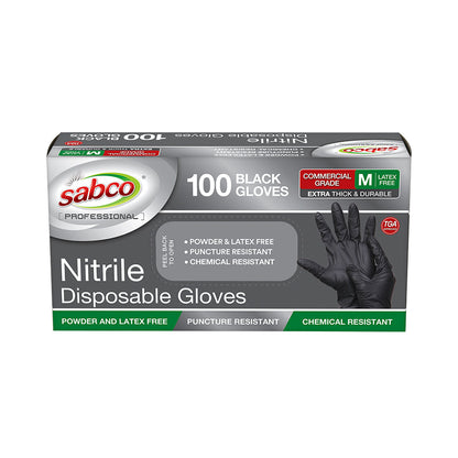 Sabco Gloves Nitrile Black - Medium - Pack of 100