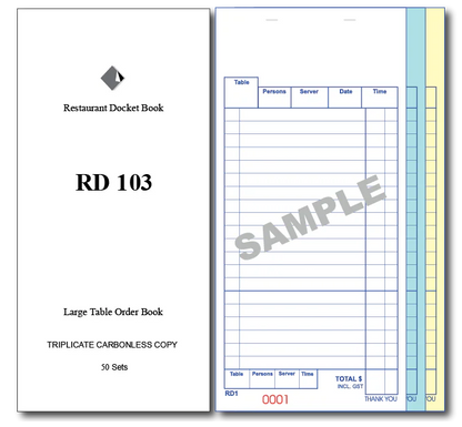 Restaurant Docket Book